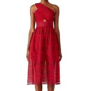 Self Portrait Red Lace Midi Dress